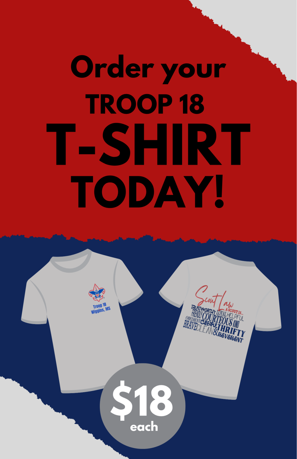 Order your Troop 18 T-Shirt&nbsp;Today!